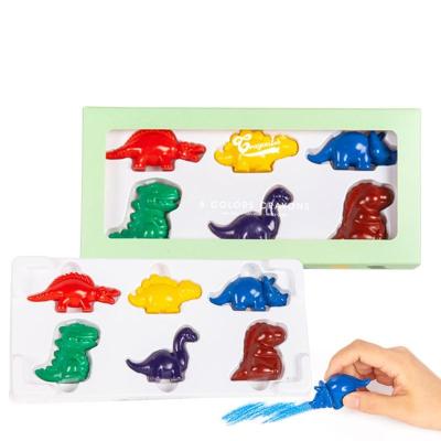 China Finger Crayons for Toddlers 6 Color Palm Grip Non-Toxic Dinosaur Crayons Non-Toxic Washable Paint Crayons Toys for Kids, Baby, Children, Boys Birthday Gift and girls for sale