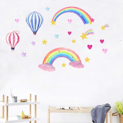 China Wall Decals for Bedroom Rainbow and Hot Air Balloons Kids Wall Decals Peel and Stick Removable Wall Stickers for Nursery Bedroom Living Room Decor children for sale