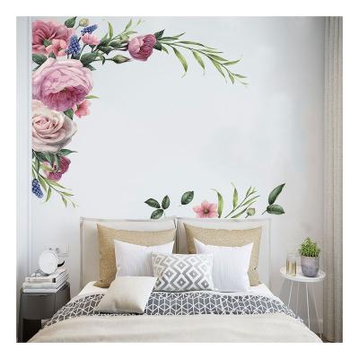 China Wall Decals for Bedroom Floral Watercolor Flower Wall Decals, Peony Rose Wall Stickers for Bedroom Girls Room Living Room for sale