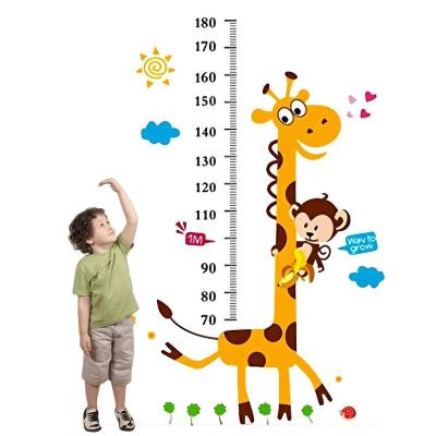 China Wall Decals for Bedroom Size Chart for Kids Wall Stickers Decals with Giraffe and Monkeys, DIY Kids Cartoon Animal Decals for sale