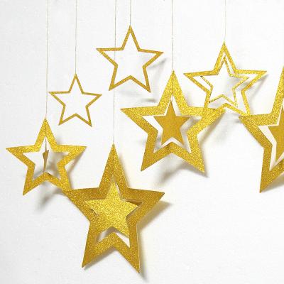 China Star Banner Garland Glitter Star Garlands Kit Metallic 3D Star Decorations Pendant Garland Twinkle Star Party Supplies Paper Wedding Christmas for sale