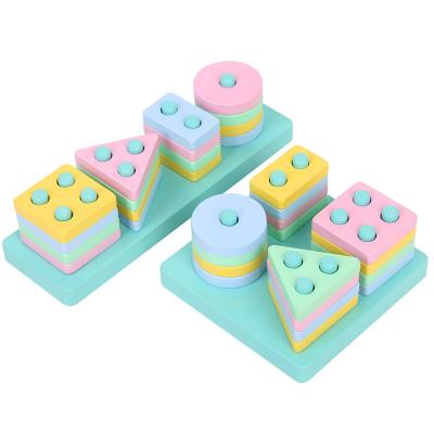 China Baby Wooden Toys Sorting and Wooden Stacking Toys for Toddlers, Educational Shape Color Recognition Puzzle Stacker, Early Childhood Toys for sale