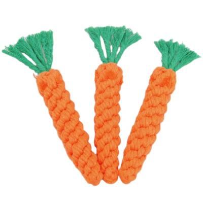 China Sustainable Pet Toys Dog Cotton Carrot Shaped Handmade Cotton Rope Ties Chew Toy For Dogs for sale