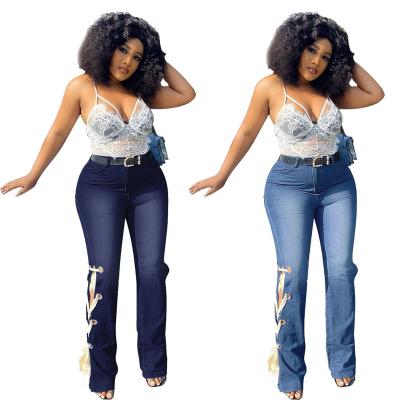 China Breathable Jeans Wholesale Bansage Flare Pants Plus Size Women Stretch Jeans for sale