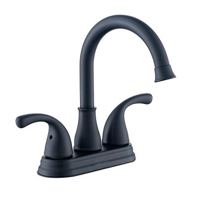 China BL-BF002 Modern Hotel Bathroom cUPC 4 Inch Mixer Water Taps Luxury Matte Black Double Handle Brass Basin Faucet for sale