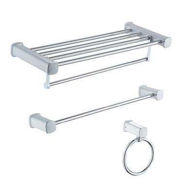 China Who respects the environment. Environmental New Product Modern White Plastic ABS and Chrome Stainless Steel Wall Mount Bathroom Towel Rack Set for sale