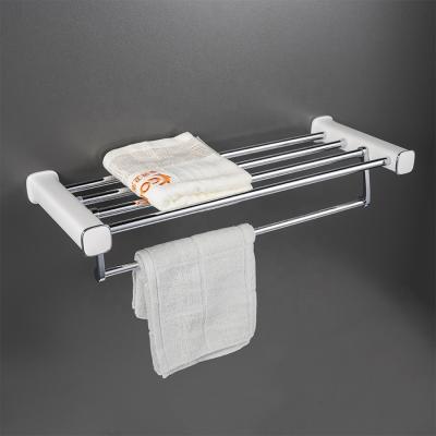 China Who respects the environment. Good Quality Environmental Modern Home Hotel Chrome Stainless Steel Bath Bathroom White Plastic Wall Mounted Towel Racks for sale