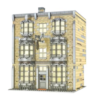 China View of DIY TOY Building Block House Street The Magic Wand Shop DIY Model Building Blocks Architectural Bricks Kit Toy With Lighting for sale