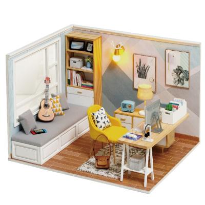 China DIY TOY 3D Diy Wooden House Sun Study Doll House Hand Assembled Model Doll House for sale