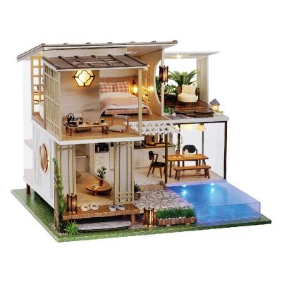 China DIY TOY New 3D DIY Hand Assembled Accessories Doll House Wooden Miniature Doll House With Led Light for sale