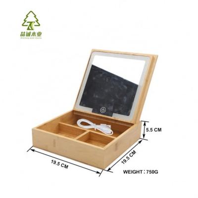 China Customized Portable 2 Viable in 1 Box Bamboo Cosmetic Wooden Makeup Organizer Storage Box for sale