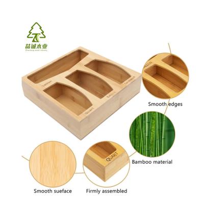 China Custom Bamboo Ziplock Drawer Stocked OEM ODM Bag Organizer Storage Box For Kitchen for sale