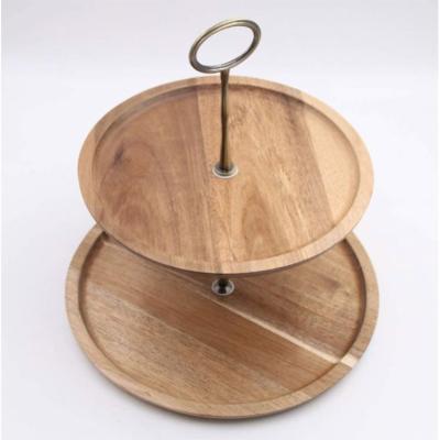 China Serving Tray 3 Tier Serving Fruit Snack Fruit Table Cake Macaron Wood Acacia Wooden Outlet Plant Dessert Stand for sale