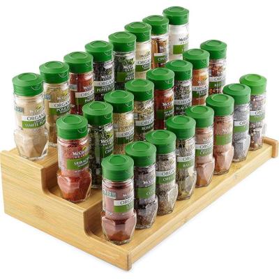 China Customization Handmade Color 3 Tier Solid Wood Expandable Log Bamboo Spice Rack for sale