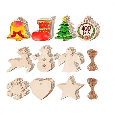 China DIY Home Christmas Hand Painted Craft Unfinished Europe Holiday Decor Hanging Wooden Letters Decoration for sale