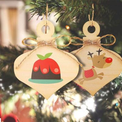 China Europe factory direct sale notch label blank manual wish card drawing wooden Christmas decoration dly for sale