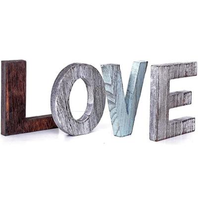 China Wooden Europe letter love logo living room porch table decoration antique multicolor hollow wall sign for sale