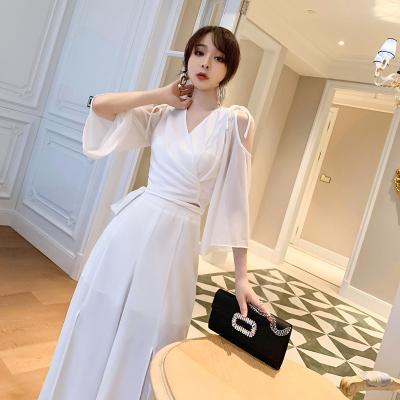 China High waist temperament QUICK DRY lace fashion summer design strapless upper sense split wide leg pants two-piece suit for sale