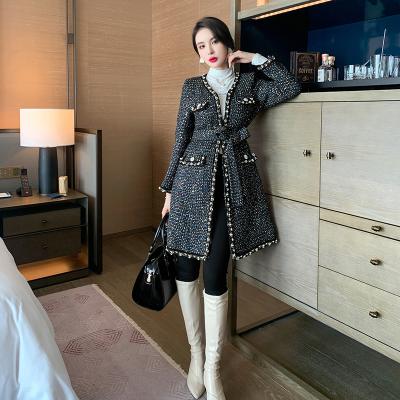 China 2022 Anti-Wrinkle New Arrivals Woman Blazers Jackets Vintage Winter Jacket Midi Tweed Button Jacket 5537 for sale