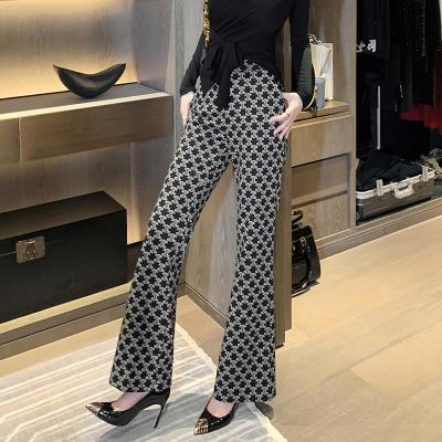 China 5547 2022 New Arrivals QUICK DRY Draw Seam Long Pants Slim Flare Pants Printing Culotte Women for sale