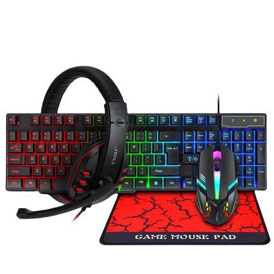 China Ultra Thin 4 in 1TF800 RGB Gaming Keyboard and Combo Mouse Keyboard Mouse Wired Headset Combo with Mouse Pad for sale