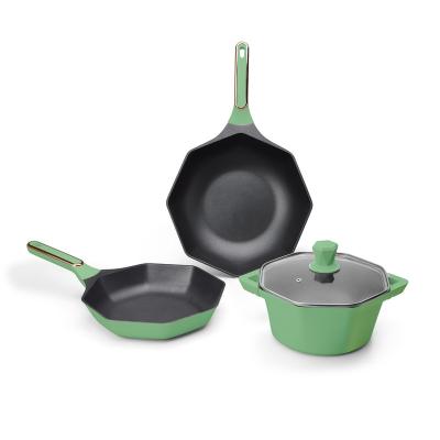 China New design high quality stocked die cast aluminum non stick cooking pans cookware set for sale