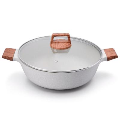 China Sustainable New Design Hot Selling Cast Aluminum Pots And Pans Non-Stick Cookware Set With Marble Coating for sale