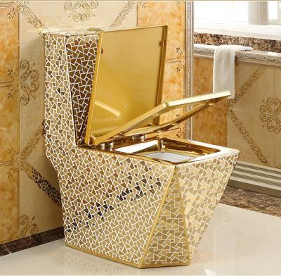 China Gold Hidden Cistern Toilet Price Western Bathroom Luxury Toilet for sale