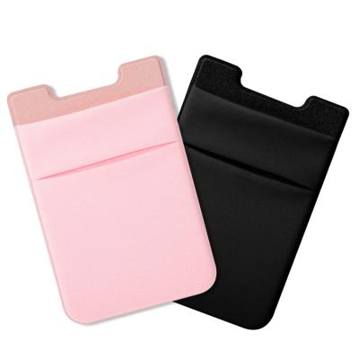 China Hot Selling Fashion Lycra Custom Adhesive Backed Sleeve ID Sticker Credit Card Mobile Phone Pocket Card Holder for sale