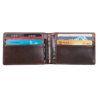 China 2020 simple best-selling genuine leather RFID blocking slim wallet men pinch money clip for sale