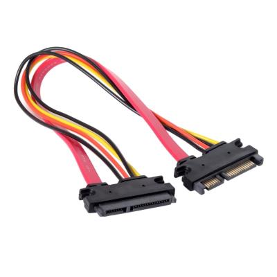 China Newest COMPUTER Cable 22Pin SATA Male To Female 7+15 Pin Serial ATA SATA Data Power Combo Extension Cable Connector 30CM for sale