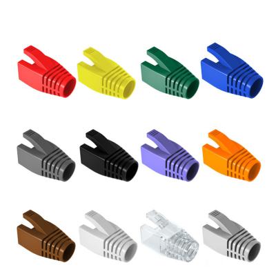 China Color CAT5E CAT6 RJ45 PVC 100 PCs Ethernet Network Cable Grommet Boots Cable Connector Jacket Mix Color Cover Device for sale