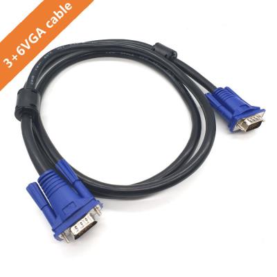 China Black Blue Copper 3+6 VGA TV Head DVD Player Wire Notebook Monitor Server Computer Connection Thick Steel 1.5M Cable for sale