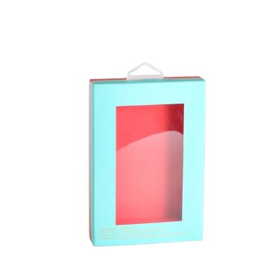 China High Quality Recyclable Blue Factory Custom Design Retail Phone Case Box Packaging With Hook And Window for sale