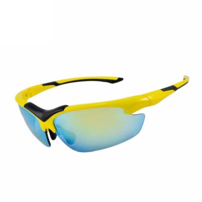 China Borjye J132A Fashion Polycarbonate Frame Yellow Semi Rimless Sunglasses Sports Sunglasses for sale