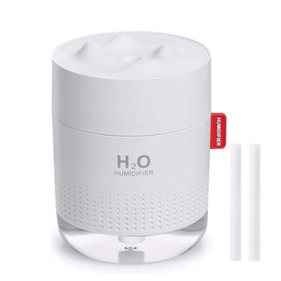 China Mini Portable Car Humidifier Diffuser 500ml H2O Car Mist Fogger Snow Mountain Wireless Rechargeable Cool Air Ultrasonic Humidifiers for sale