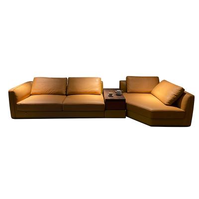 China (Other) Yellow Right Back Modular Leather Adjustable Sofa Set for sale