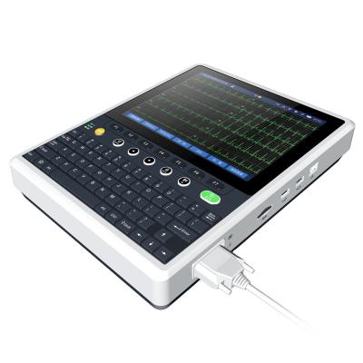 China 2021 latest full plastic digital 12 channel 12 lead ecg machine with disposable electrodes ecg for sale