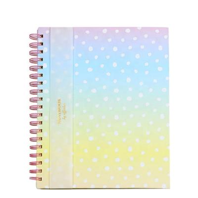 China Gradient Colors Covers Custom Spiral Notebook A4 Factory Wholesale Spiral Ruler Double Spiral Notebook A4 for sale