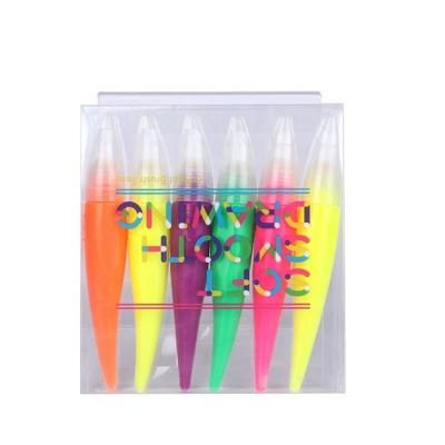 China Bright Colors Brush Painting Pen Writing Set Pen Marker Pen 6 Colors Brush Set for sale