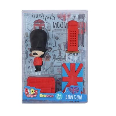 China Hot Selling Cute Promotional Eraser London Rubber Eraser Set For Kids for sale