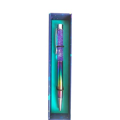 China Eco Friendly Custom Logo Beadable Pens Metal Ballpoint Pen with Crystal Liquid Glitter for sale