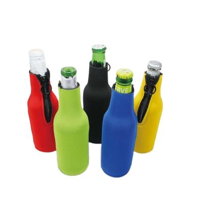 China Waterproof Sublimation Printing Custom Collapsible Insulated Neoprene Beer Bottle Cooler Bags With Zipper for sale