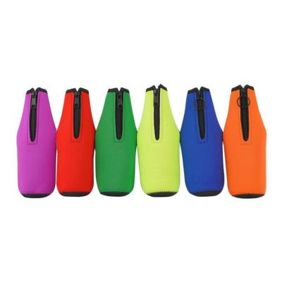 China Good Quality Low Price Custom Cooler Logo Insulated Neoprene Beer Bottle Sleeve Waterproof With Zipper for sale