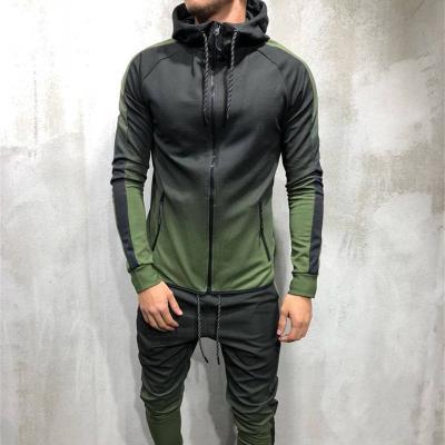 China Gradient fashion drawstring zipper cardigan breathable hot selling casual sportswear set men's sweetsuit for sale