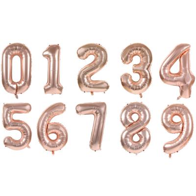 China Wholesale Decoration Party Decoration 34 Inch Rose Gold Balloon Numbers Foil Balloons for sale