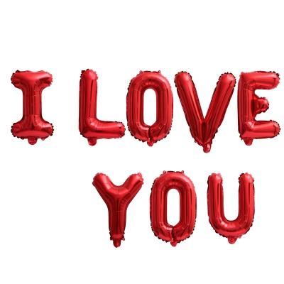 China 16 Inch Wedding Decoration Red Decoration Letters I Love You Heart Helium Letters Foil Balloons for sale