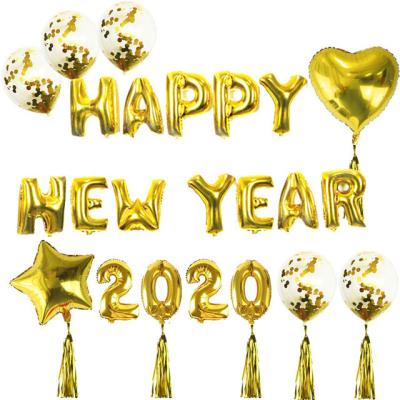 China Party Decoration Decoration Party Sets Letters Banner Happy New Year Gold Balloon Foil Paper for sale