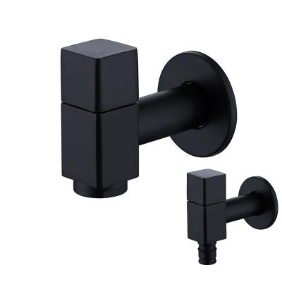 China Modern Single Tap Outdoor Garden Cold Water Hole Washing Machine Faucets Wall Mounted Matte Black Bibcock for sale