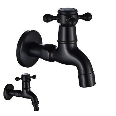 China 1/2 Cock Bib Modern Wall Mounted Modern Washing Machine Black Brass Water Tap For Outdoor Garden for sale